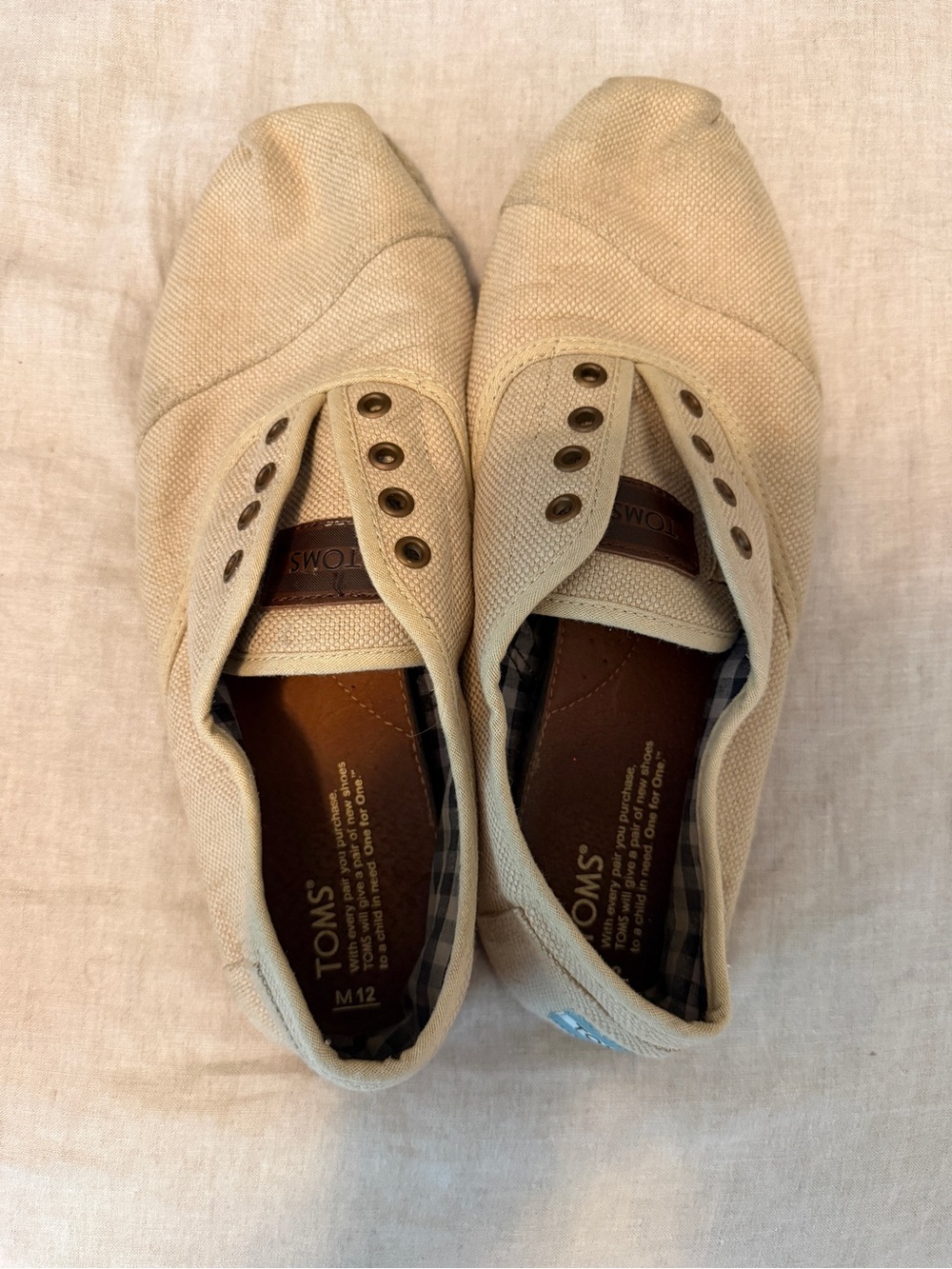 TOMS Men’s Slip-On Canvas Loafers in Light Beige